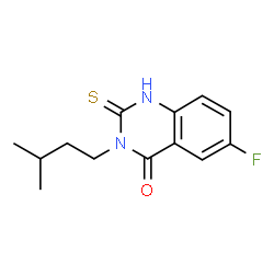 ChemSpider 2D Image | 6-Fluoro-3-(3-methylbutyl)-2-thioxo-2,3-dihydro-4(1H)-quinazolinone | C13H15FN2OS