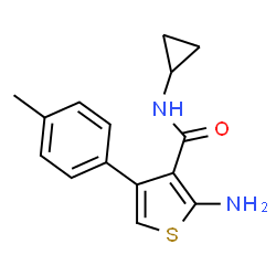 ChemSpider 2D Image | 2-Amino-N-cyclopropyl-4-(4-methylphenyl)-3-thiophenecarboxamide | C15H16N2OS