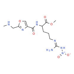 ChemSpider 2D Image | Methyl (E)-N~5~-[amino(nitroamino)methylene]-N~2~-({2-[(methylamino)methyl]-1,3-oxazol-4-yl}carbonyl)ornithinate | C13H21N7O6
