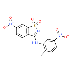 ChemSpider 2D Image | N-(2-Methyl-5-nitrophenyl)-6-nitro-1,2-benzothiazol-3-amine 1,1-dioxide | C14H10N4O6S