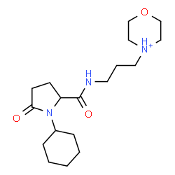 ChemSpider 2D Image | 1-Cyclohexyl-N-[3-(morpholin-4-ium-4-yl)propyl]-5-oxoprolinamide | C18H32N3O3