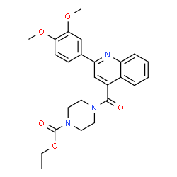 ChemSpider 2D Image | Ethyl 4-{[2-(3,4-dimethoxyphenyl)-4-quinolinyl]carbonyl}-1-piperazinecarboxylate | C25H27N3O5