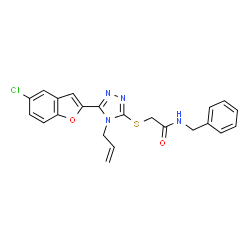 ChemSpider 2D Image | 2-{[4-Allyl-5-(5-chloro-1-benzofuran-2-yl)-4H-1,2,4-triazol-3-yl]sulfanyl}-N-benzylacetamide | C22H19ClN4O2S