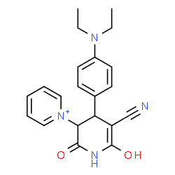 ChemSpider 2D Image | 1-{5-Cyano-4-[4-(diethylamino)phenyl]-6-hydroxy-2-oxo-1,2,3,4-tetrahydro-3-pyridinyl}pyridinium | C21H23N4O2