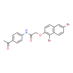 ChemSpider 2D Image | N-(4-Acetylphenyl)-2-[(1,6-dibromo-2-naphthyl)oxy]acetamide | C20H15Br2NO3