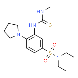 ChemSpider 2D Image | N,N-Diethyl-3-[(methylcarbamothioyl)amino]-4-(1-pyrrolidinyl)benzenesulfonamide | C16H26N4O2S2