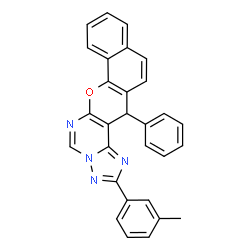 ChemSpider 2D Image | 2-(3-Methylphenyl)-14-phenyl-14H-benzo[7,8]chromeno[3,2-e][1,2,4]triazolo[1,5-c]pyrimidine | C29H20N4O