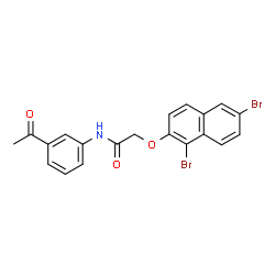 ChemSpider 2D Image | N-(3-Acetylphenyl)-2-[(1,6-dibromo-2-naphthyl)oxy]acetamide | C20H15Br2NO3