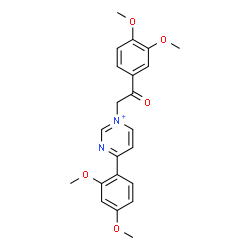 ChemSpider 2D Image | 4-(2,4-Dimethoxyphenyl)-1-[2-(3,4-dimethoxyphenyl)-2-oxoethyl]pyrimidin-1-ium | C22H23N2O5