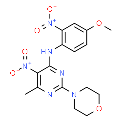 ChemSpider 2D Image | N-(4-Methoxy-2-nitrophenyl)-6-methyl-2-(4-morpholinyl)-5-nitro-4-pyrimidinamine | C16H18N6O6