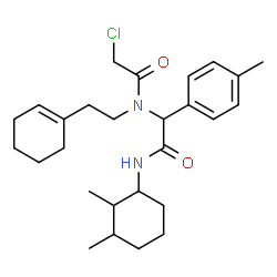 ChemSpider 2D Image | 2-Chloro-N-[2-(1-cyclohexen-1-yl)ethyl]-N-{2-[(2,3-dimethylcyclohexyl)amino]-1-(4-methylphenyl)-2-oxoethyl}acetamide | C27H39ClN2O2