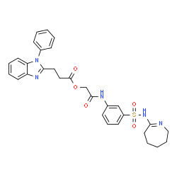 ChemSpider 2D Image | 2-Oxo-2-{[3-(3,4,5,6-tetrahydro-2H-azepin-7-ylsulfamoyl)phenyl]amino}ethyl 3-(1-phenyl-1H-benzimidazol-2-yl)propanoate | C30H31N5O5S
