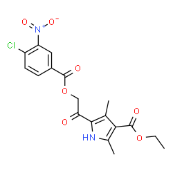 ChemSpider 2D Image | Ethyl 5-{[(4-chloro-3-nitrobenzoyl)oxy]acetyl}-2,4-dimethyl-1H-pyrrole-3-carboxylate | C18H17ClN2O7