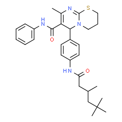 ChemSpider 2D Image | 8-Methyl-N-phenyl-6-{4-[(3,5,5-trimethylhexanoyl)amino]phenyl}-3,4-dihydro-2H,6H-pyrimido[2,1-b][1,3]thiazine-7-carboxamide | C30H38N4O2S