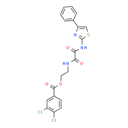 ChemSpider 2D Image | 2-({Oxo[(4-phenyl-1,3-thiazol-2-yl)amino]acetyl}amino)ethyl 3,4-dichlorobenzoate | C20H15Cl2N3O4S