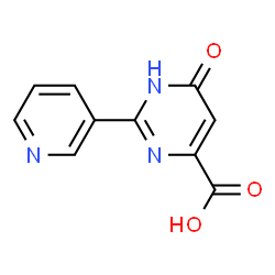 ChemSpider 2D Image | 6-Oxo-2-(3-pyridinyl)-1,6-dihydro-4-pyrimidinecarboxylic acid | C10H7N3O3