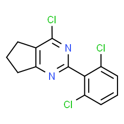 ChemSpider 2D Image | 4-Chloro-2-(2,6-dichlorophenyl)-6,7-dihydro-5H-cyclopenta[d]pyrimidine | C13H9Cl3N2