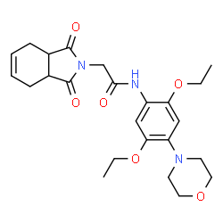 ChemSpider 2D Image | N-[2,5-Diethoxy-4-(4-morpholinyl)phenyl]-2-(1,3-dioxo-1,3,3a,4,7,7a-hexahydro-2H-isoindol-2-yl)acetamide | C24H31N3O6
