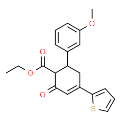 ChemSpider 2D Image | Ethyl 6-(3-methoxyphenyl)-2-oxo-4-(2-thienyl)-3-cyclohexene-1-carboxylate | C20H20O4S