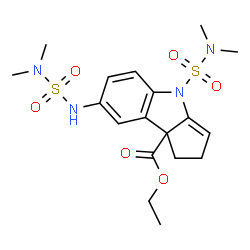 ChemSpider 2D Image | Ethyl 4-(dimethylsulfamoyl)-7-[(dimethylsulfamoyl)amino]-2,4-dihydrocyclopenta[b]indole-8b(1H)-carboxylate | C18H26N4O6S2