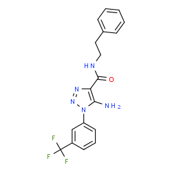 ChemSpider 2D Image | 5-Amino-N-(2-phenylethyl)-1-[3-(trifluoromethyl)phenyl]-1H-1,2,3-triazole-4-carboxamide | C18H16F3N5O