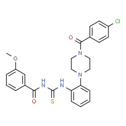 ChemSpider 2D Image | N-({2-[4-(4-Chlorobenzoyl)-1-piperazinyl]phenyl}carbamothioyl)-3-methoxybenzamide | C26H25ClN4O3S