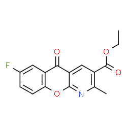 ChemSpider 2D Image | Ethyl 7-fluoro-2-methyl-5-oxo-5H-chromeno[2,3-b]pyridine-3-carboxylate | C16H12FNO4