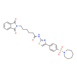 ChemSpider 2D Image | N-{4-[4-(1-Azepanylsulfonyl)phenyl]-1,3-thiazol-2-yl}-6-(1,3-dioxo-1,3-dihydro-2H-isoindol-2-yl)hexanamide | C29H32N4O5S2