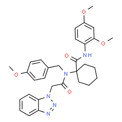 ChemSpider 2D Image | 1-[(1H-Benzotriazol-1-ylacetyl)(4-methoxybenzyl)amino]-N-(2,4-dimethoxyphenyl)cyclohexanecarboxamide | C31H35N5O5