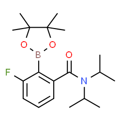 ChemSpider 2D Image | 3-Fluoro-N,N-diisopropyl-2-(4,4,5,5-tetramethyl-1,3,2-dioxaborolan-2-yl)benzamide | C19H29BFNO3