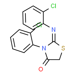 ChemSpider 2D Image | 3-(2-Chloro-phenyl)-2-(2-chloro-phenylimino)-thiazolidin-4-one | C15H10Cl2N2OS