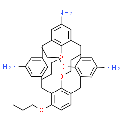 ChemSpider 2D Image | 5,11,17-triamino-24,25,26,27-tetrapropoxycalix[4]arene | C40H51N3O4