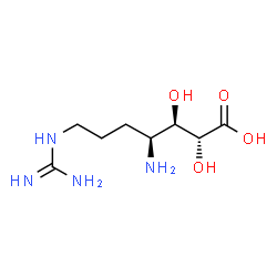 ChemSpider 2D Image | (2R,3R,4S)-4-amino-7-guanidino-2,3-dihydroxyheptanoic acid | C8H18N4O4
