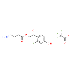 ChemSpider 2D Image | 4-[2-(2-Fluoro-4-hydroxyphenyl)-2-oxoethoxy]-4-oxo-1-butanaminium trifluoroacetate | C14H15F4NO6