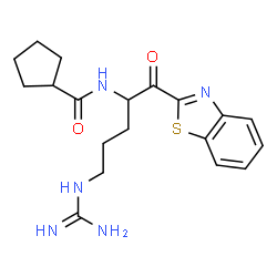 ChemSpider 2D Image | N-[1-(1,3-Benzothiazol-2-yl)-5-carbamimidamido-1-oxo-2-pentanyl]cyclopentanecarboxamide | C19H25N5O2S