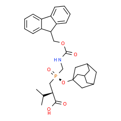 ChemSpider 2D Image | (R,S)-2-isopropyl-3-((1-(N-(Fmoc)amino)-methyl)-adamantyloxyphosphinyl)propanoic acid | C32H40NO6P