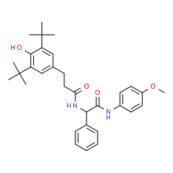 ChemSpider 2D Image | 3-[4-Hydroxy-3,5-bis(2-methyl-2-propanyl)phenyl]-N-{2-[(4-methoxyphenyl)amino]-2-oxo-1-phenylethyl}propanamide | C32H40N2O4