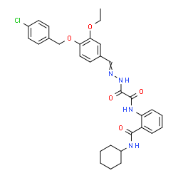 ChemSpider 2D Image | 2-{[(2-{4-[(4-Chlorobenzyl)oxy]-3-ethoxybenzylidene}hydrazino)(oxo)acetyl]amino}-N-cyclohexylbenzamide | C31H33ClN4O5