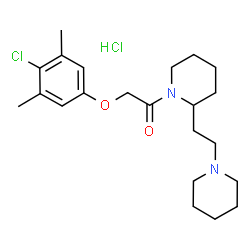 ChemSpider 2D Image | 2-(4-Chloro-3,5-dimethylphenoxy)-1-{2-[2-(1-piperidinyl)ethyl]-1-piperidinyl}ethanone hydrochloride (1:1) | C22H34Cl2N2O2
