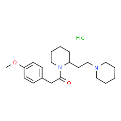 ChemSpider 2D Image | 2-(4-Methoxyphenyl)-1-{2-[2-(1-piperidinyl)ethyl]-1-piperidinyl}ethanone hydrochloride (1:1) | C21H33ClN2O2