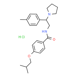 ChemSpider 2D Image | 4-Isobutoxy-N-[2-(4-methylphenyl)-2-(1-pyrrolidinyl)ethyl]benzamide hydrochloride (1:1) | C24H33ClN2O2