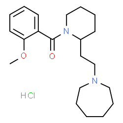 ChemSpider 2D Image | {2-[2-(1-Azepanyl)ethyl]-1-piperidinyl}(2-methoxyphenyl)methanone hydrochloride (1:1) | C21H33ClN2O2