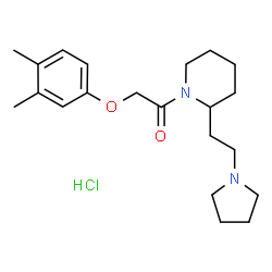 ChemSpider 2D Image | 2-(3,4-Dimethylphenoxy)-1-{2-[2-(1-pyrrolidinyl)ethyl]-1-piperidinyl}ethanone hydrochloride (1:1) | C21H33ClN2O2