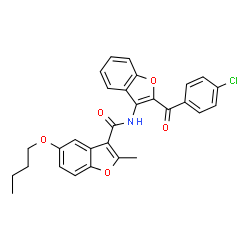 ChemSpider 2D Image | 5-Butoxy-N-[2-(4-chlorobenzoyl)-1-benzofuran-3-yl]-2-methyl-1-benzofuran-3-carboxamide | C29H24ClNO5