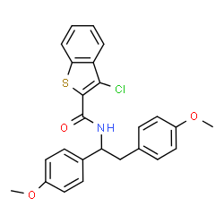 ChemSpider 2D Image | N-[1,2-Bis(4-methoxyphenyl)ethyl]-3-chloro-1-benzothiophene-2-carboxamide | C25H22ClNO3S