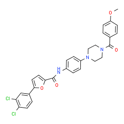 ChemSpider 2D Image | 5-(3,4-Dichlorophenyl)-N-{4-[4-(4-methoxybenzoyl)-1-piperazinyl]phenyl}-2-furamide | C29H25Cl2N3O4