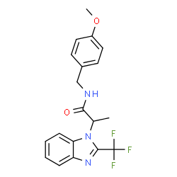 ChemSpider 2D Image | N-(4-Methoxybenzyl)-2-[2-(trifluoromethyl)-1H-benzimidazol-1-yl]propanamide | C19H18F3N3O2