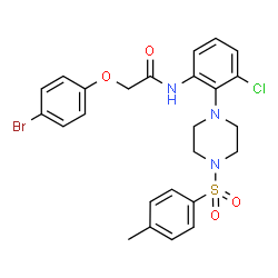 ChemSpider 2D Image | 2-(4-Bromophenoxy)-N-(3-chloro-2-{4-[(4-methylphenyl)sulfonyl]-1-piperazinyl}phenyl)acetamide | C25H25BrClN3O4S
