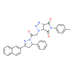 ChemSpider 2D Image | 5-(4-Methylphenyl)-1-{2-[3-(2-naphthyl)-5-phenyl-4,5-dihydro-1H-pyrazol-1-yl]-2-oxoethyl}-3a,6a-dihydropyrrolo[3,4-d][1,2,3]triazole-4,6(1H,5H)-dione | C32H26N6O3