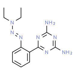 ChemSpider 2D Image | 6-{2-[(1E)-3,3-Diethyl-1-triazen-1-yl]phenyl}-1,3,5-triazine-2,4-diamine | C13H18N8